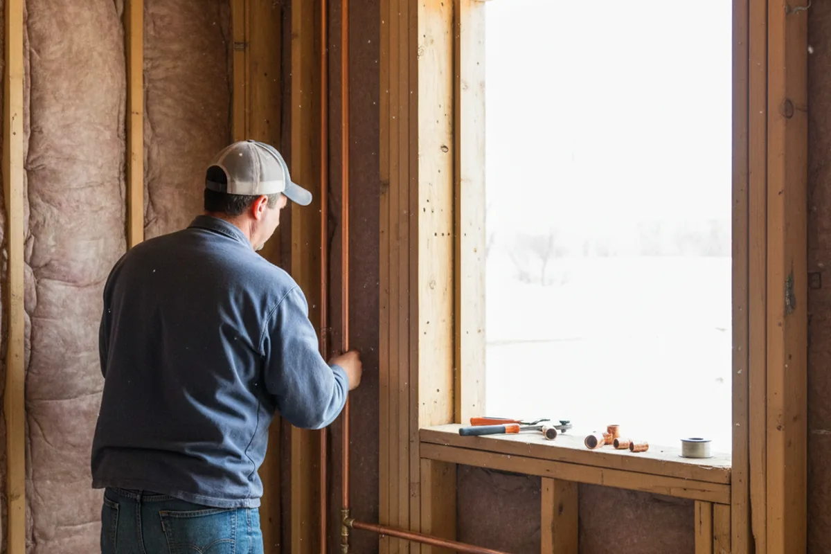 Licensed plumber running new copper supply lines in a Bear home