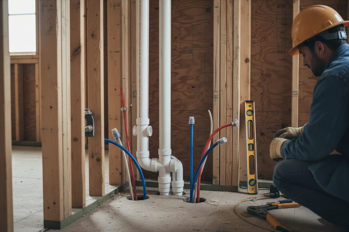 Drain and supply rough-in during Drain Cleaning in Bear